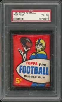 1957 Topps Football Unopened Five-Cent Pack – PSA VG-EX 4
